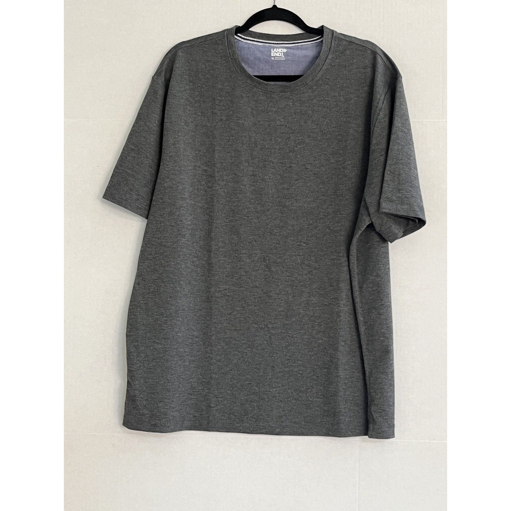 Lands' End Men's T-shirt XL Gray Cotton Short‎ Sleeve Super T Classic Dad Beach